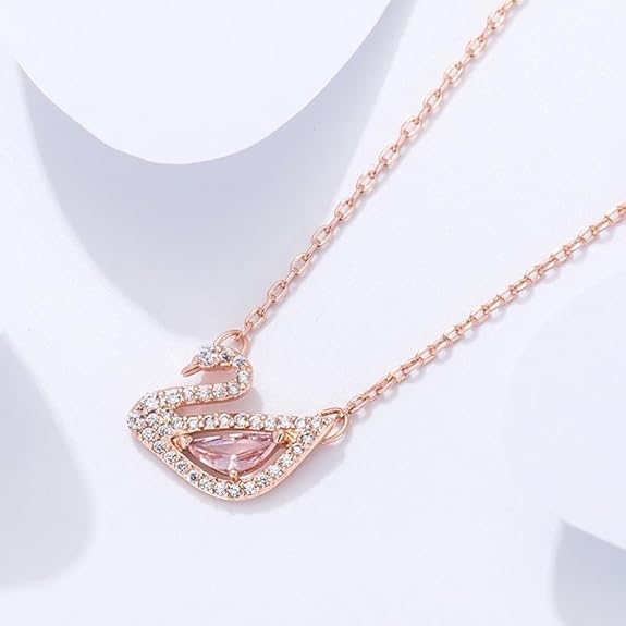 J.Rosée Fashion Jewelry Crystal Rose Gold Plated Swan Pendant Necklace for Women Gift Packing JR-1246